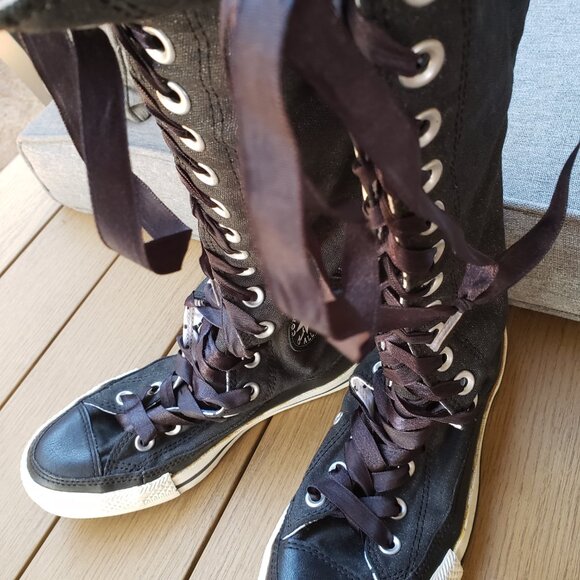 EUC CTAS Converse Knee Hi 519811F Rockabilly Gothic Jet Black (5.5) KICKS - Picture 2 of 12